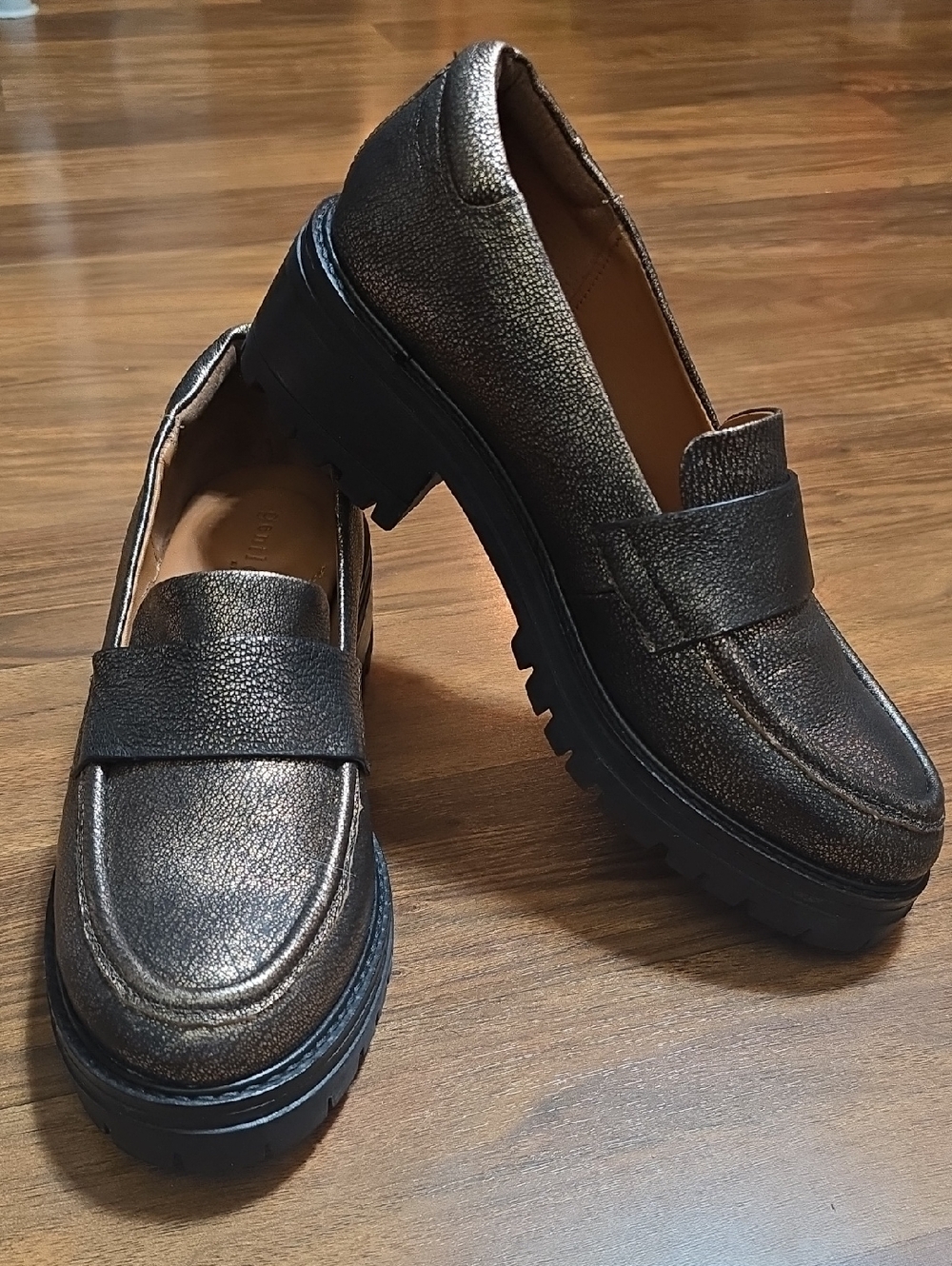 Gentle Souls Brenda Metallic Bronze Lug Sole Loafers